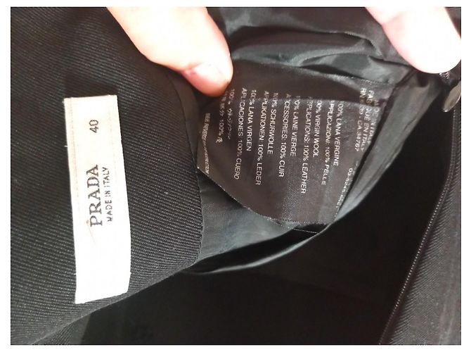 Prada Rock aus schwarzer Wolle mit Lederdetails - Ansicht 7