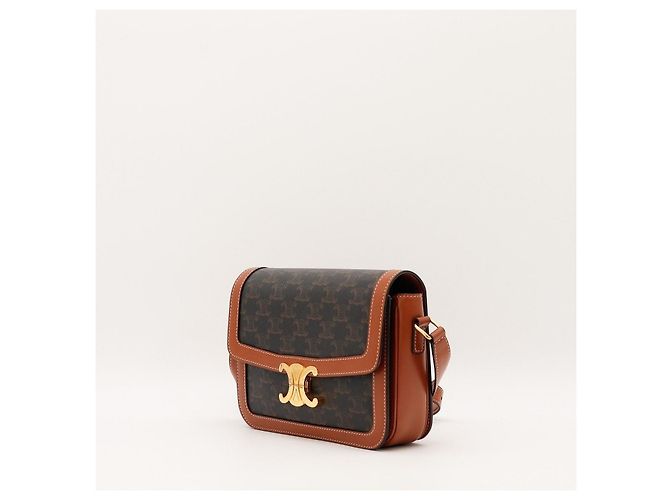 Céline Borsa a tracolla Celine Triomphe in tela e pelle di vitello Marrone Monogramma - vista 2