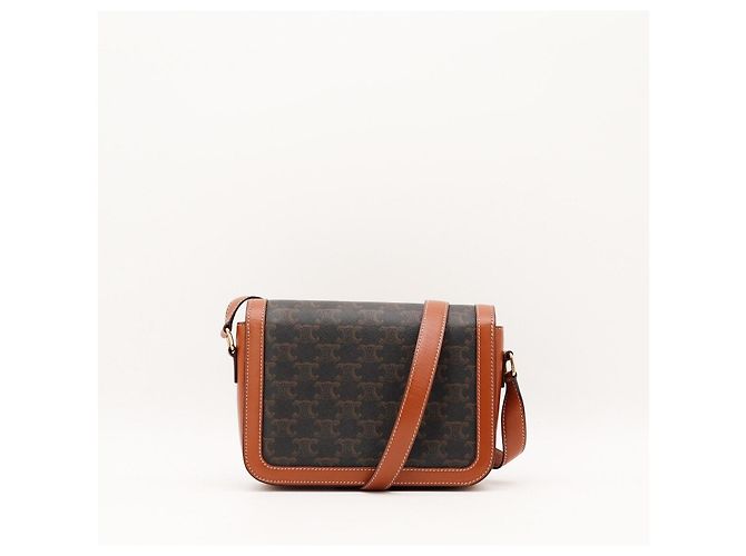 Céline Borsa a tracolla Celine Triomphe in tela e pelle di vitello Marrone Monogramma - vista 3