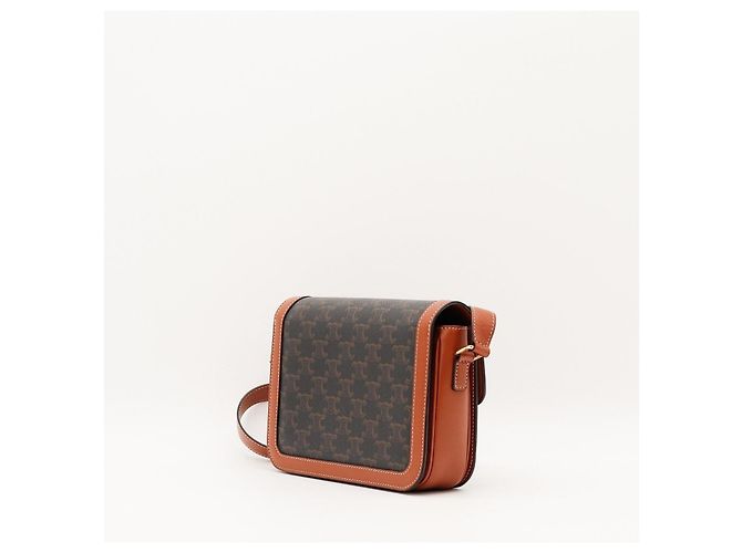 Céline Borsa a tracolla Celine Triomphe in tela e pelle di vitello Marrone Monogramma - vista 4