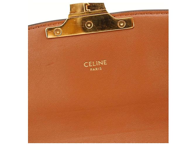 Céline Borsa a tracolla Celine Triomphe in tela e pelle di vitello Marrone Monogramma - vista 8