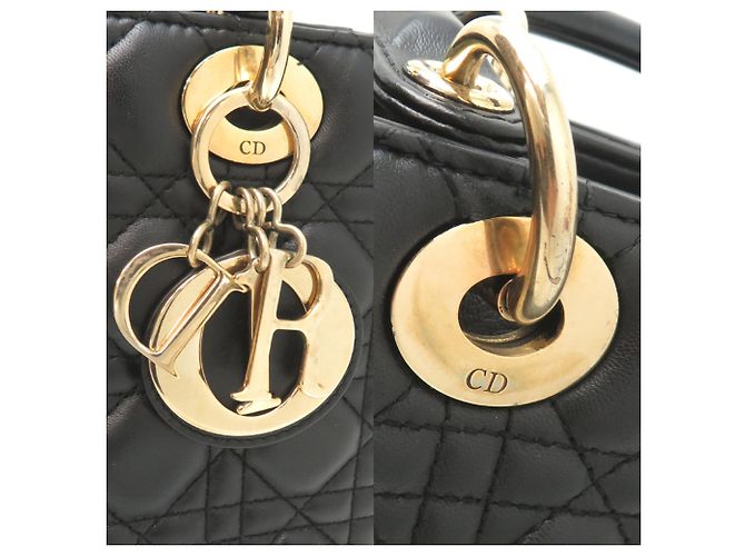 Borsa Lady Christian Dior in pelle d'agnello nera Nero - vista 10