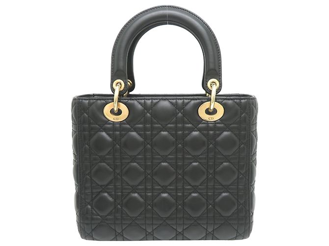 Borsa Lady Christian Dior in pelle d'agnello nera Nero - vista 2