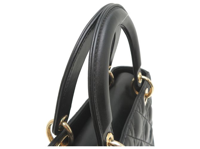 Borsa Lady Christian Dior in pelle d'agnello nera Nero - vista 5