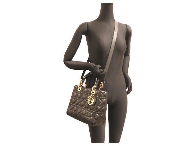 Borsa Lady Christian Dior in pelle d'agnello nera Nero - vista 8