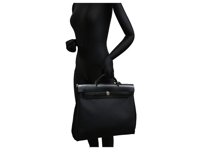 Hermès Borsa a tracolla Hermes Herbag MM Nero - vista 9