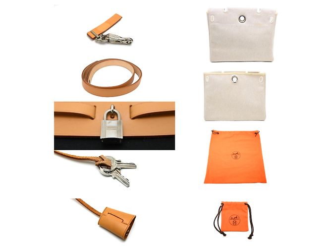 Hermès Hermes Herbag PM Handtasche Schwarz Beige - Ansicht 10