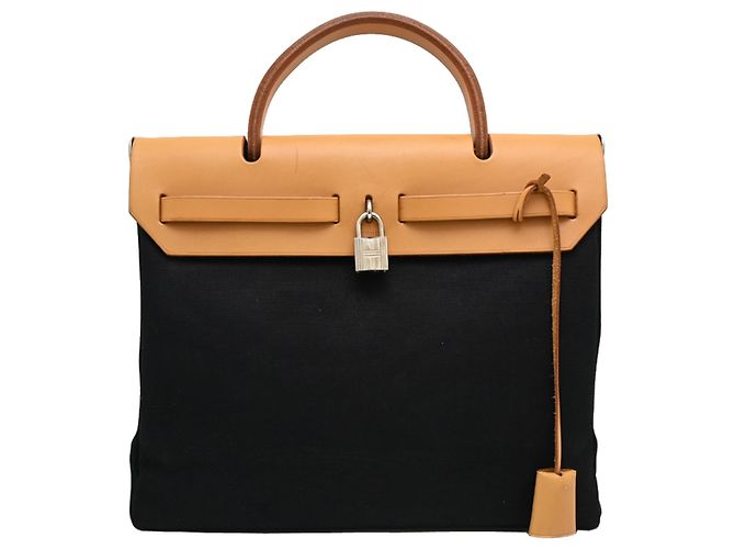 Hermès Hermes Herbag PM Handtasche Schwarz Beige - Ansicht 2
