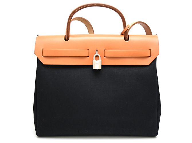 Hermès Hermes Herbag PM Handtasche Schwarz Beige - Ansicht 2
