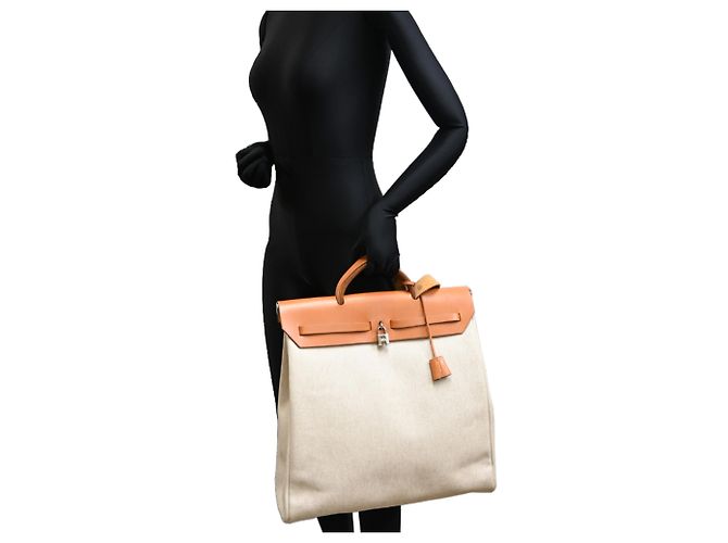 Hermès Herbag MM Borsa a tracolla 2-Way Crudo - vista 9