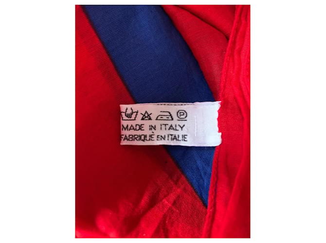 Foulard Chanel in cotone rosso e blu - vista 2