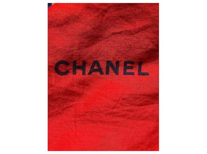 Foulard Chanel in cotone rosso e blu - vista 4