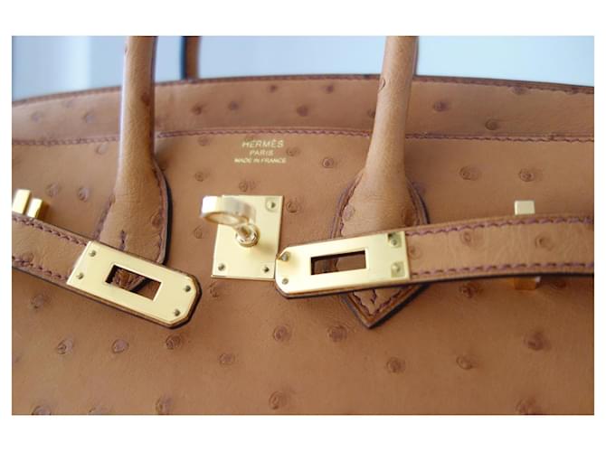 Hermès Birkin 25 Pelle di Struzzo Cognac Marrone - vista 10