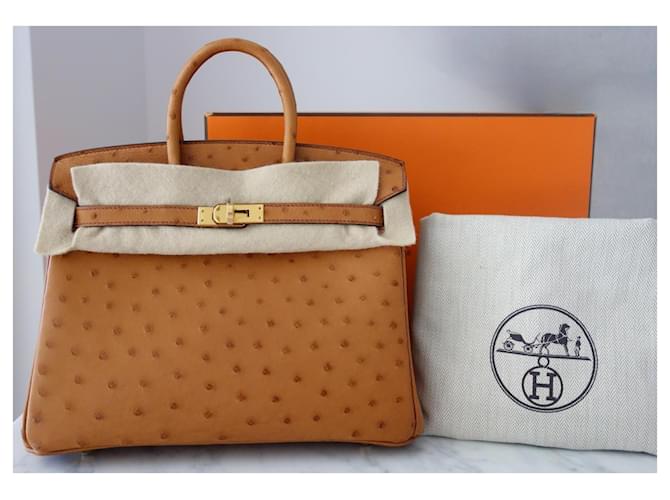 Hermès Birkin 25 Pelle di Struzzo Cognac Marrone - vista 2