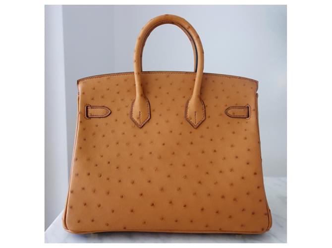 Hermès Birkin 25 Pelle di Struzzo Cognac Marrone - vista 4
