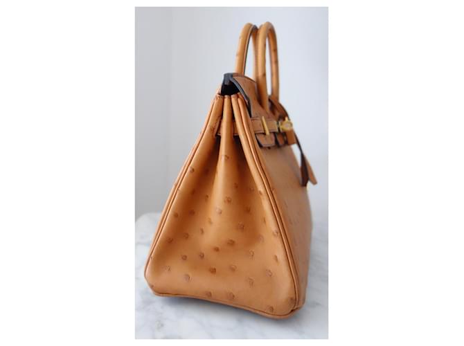 Hermès Birkin 25 Pelle di Struzzo Cognac Marrone - vista 5