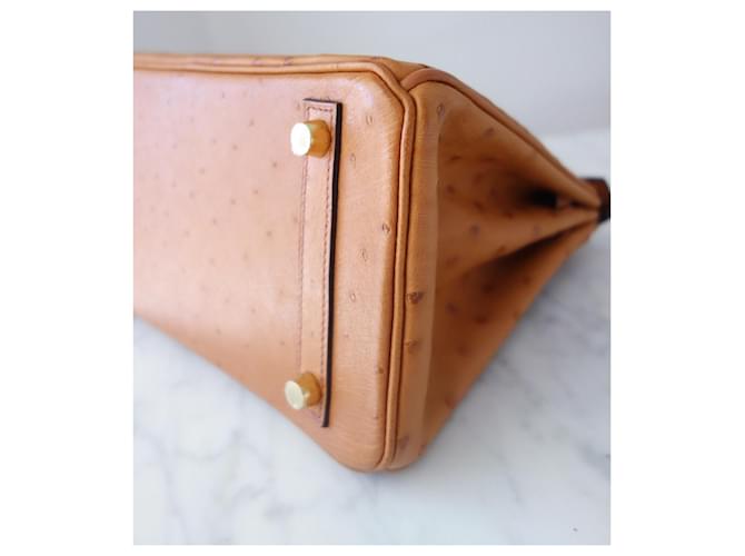 Hermès Birkin 25 Pelle di Struzzo Cognac Marrone - vista 7