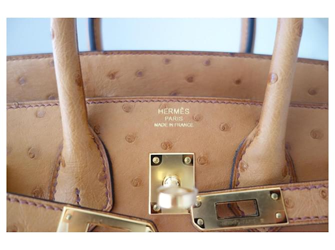 Hermès Birkin 25 Pelle di Struzzo Cognac Marrone - vista 9