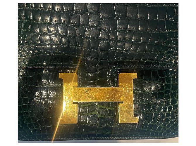 borsa Hermès Constance in pelle di alligatore verde - vista 3