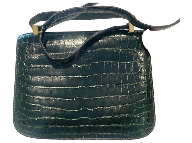 borsa Hermès Constance in pelle di alligatore verde - vista 2