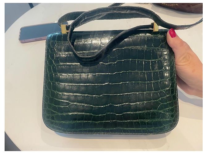 borsa Hermès Constance in pelle di alligatore verde - vista 5