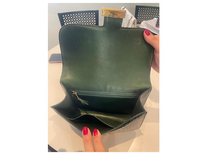 borsa Hermès Constance in pelle di alligatore verde - vista 8