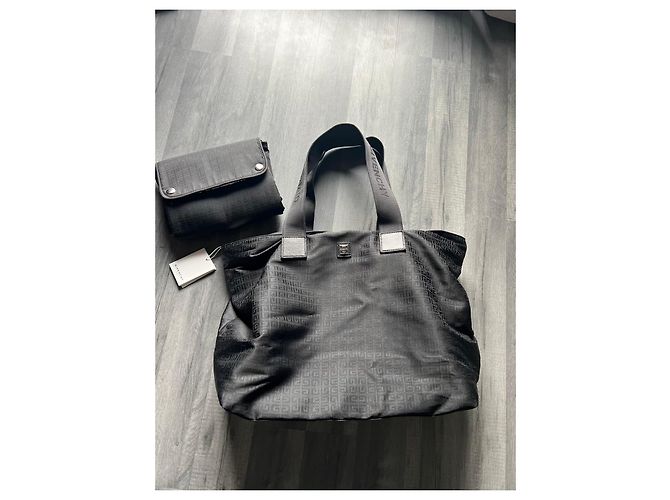Givenchy black canvas diaper bag with changing mat - view 2