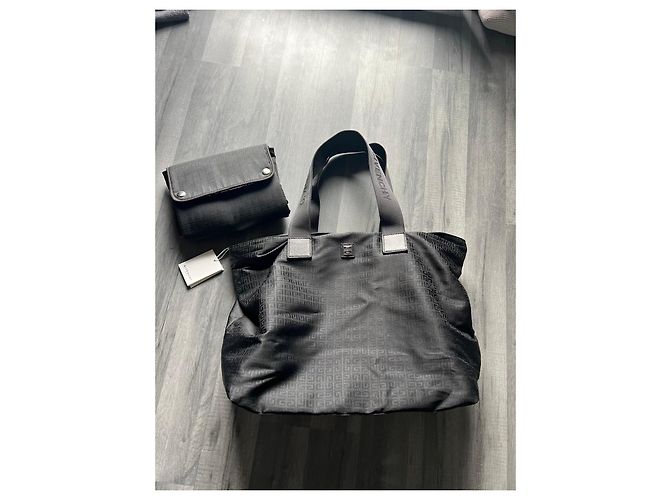 Givenchy black canvas diaper bag with changing mat - view 3