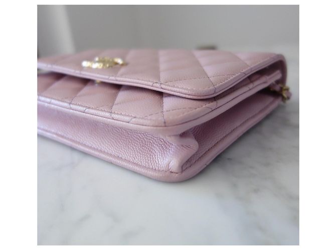 Chanel Wallet on Chain rosa cuero caviar - vista 5