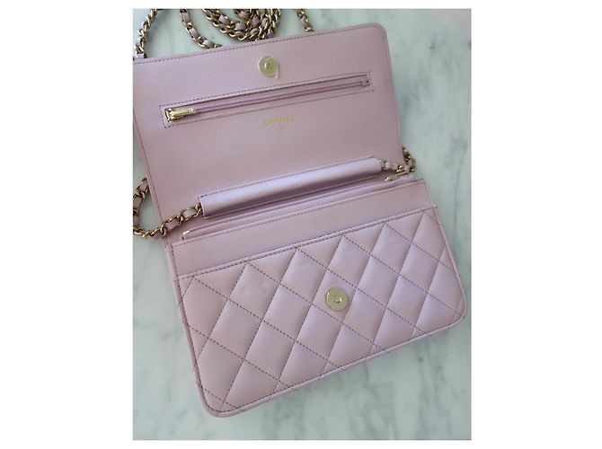 Chanel Wallet on Chain rosa cuero caviar - vista 7