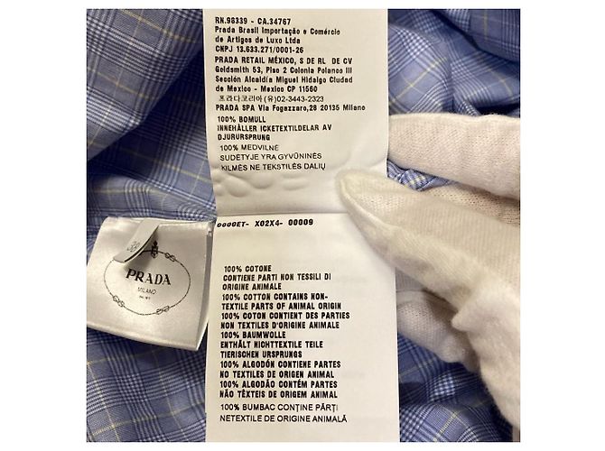 Camicia a maniche corte Prada a quadri Principe di Galles Blu - vista 6