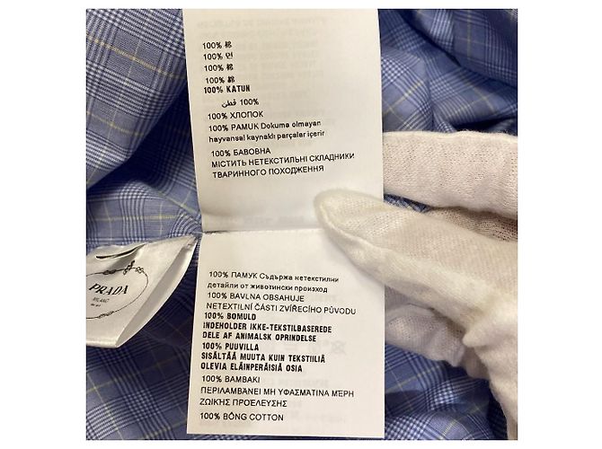 Camicia a maniche corte Prada a quadri Principe di Galles Blu - vista 7