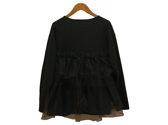 Autre Marque CADUNE Tüll-Stricktop Schwarz - Ansicht 2