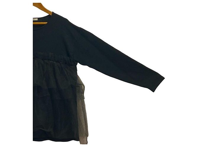 Autre Marque CADUNE Tüll-Stricktop Schwarz - Ansicht 3