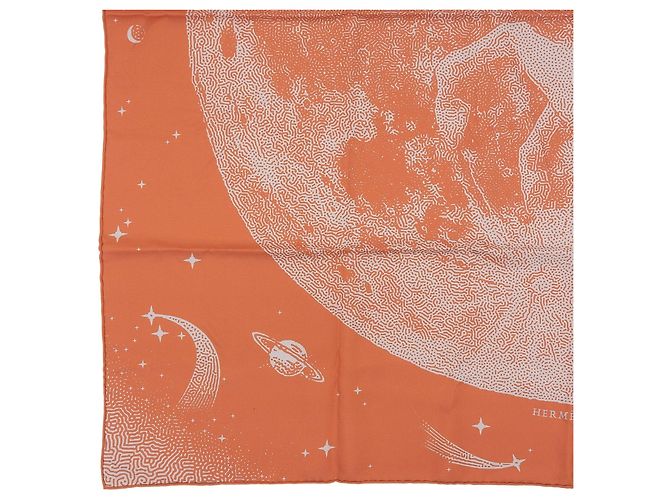 Foulard in seta Hermès Clair de Lune Marrone Arancione - vista 5