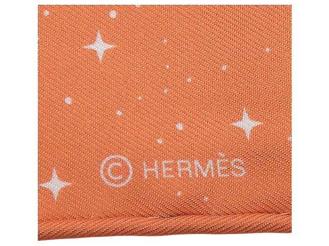 Foulard in seta Hermès Clair de Lune Marrone Arancione - vista 7