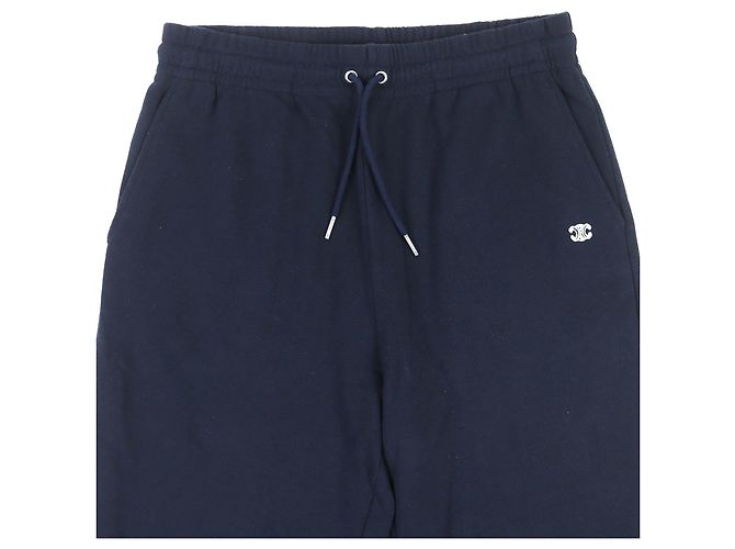 Céline CELINE Eddie Triomphe bestickte Baumwollhose Blau Marineblau - Ansicht 3