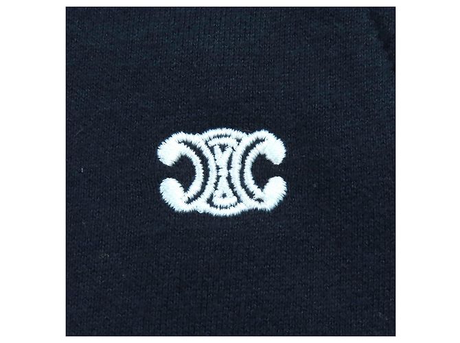 Céline CELINE Eddie Triomphe bestickte Baumwollhose Blau Marineblau - Ansicht 7