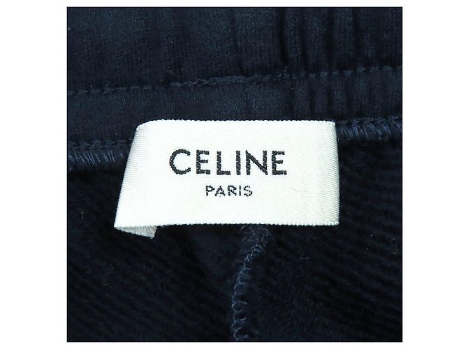 Céline CELINE Eddie Triomphe bestickte Baumwollhose Blau Marineblau - Ansicht 8