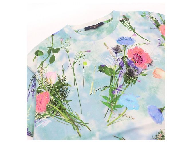 T-shirt in cotone Louis Vuitton con stampa flower Inside-out Blu Blu chiaro - vista 2