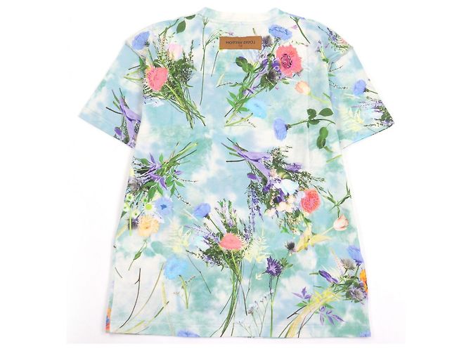 T-shirt in cotone Louis Vuitton con stampa flower Inside-out Blu Blu chiaro - vista 3
