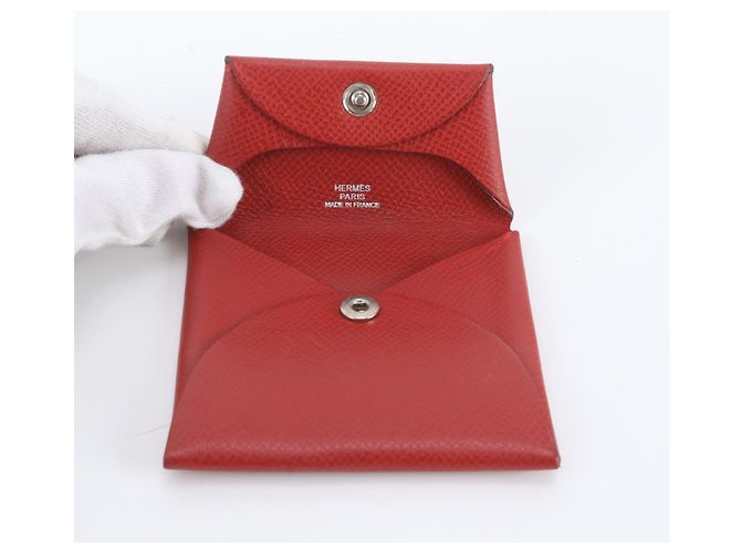 Hermès Hermes Bastia Leder Münzbeutel Rot - Ansicht 6