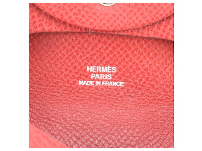 Hermès Hermes Bastia Leder Münzbeutel Rot - Ansicht 8