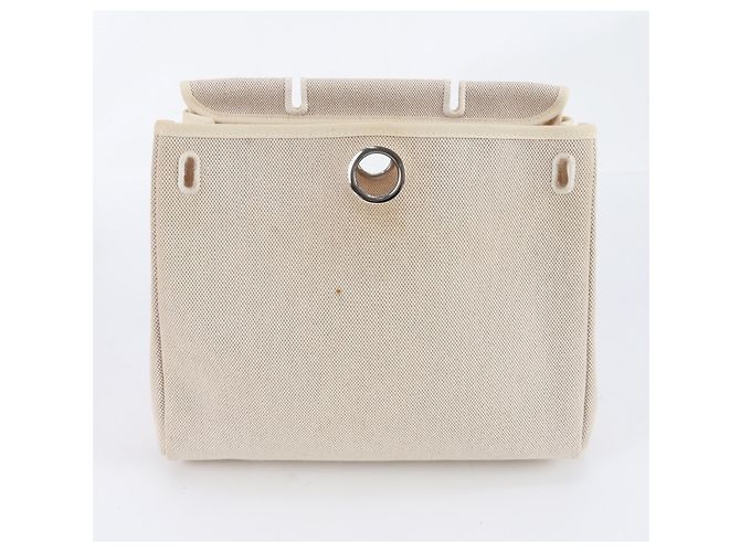 Hermès Zaino 2-way Hermes Herbag Ad Toile H Leather Beige - vista 10