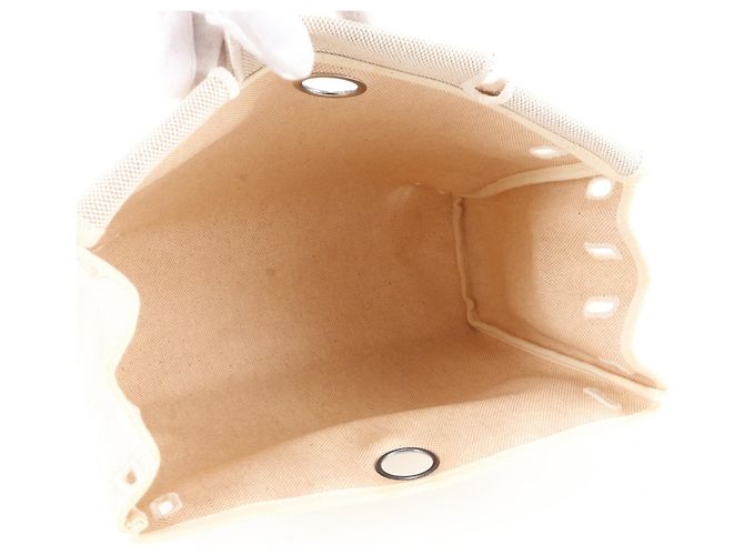 Hermès Zaino 2-way Hermes Herbag Ad Toile H Leather Beige - vista 15