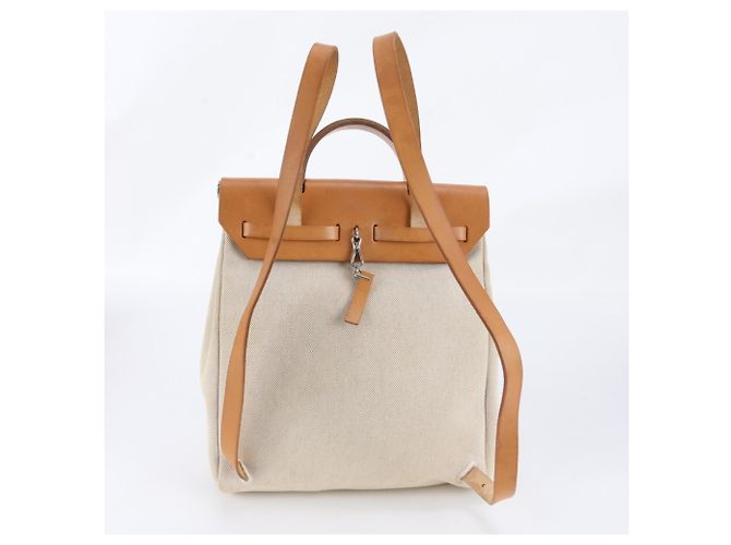 Hermès Zaino 2-way Hermes Herbag Ad Toile H Leather Beige - vista 3
