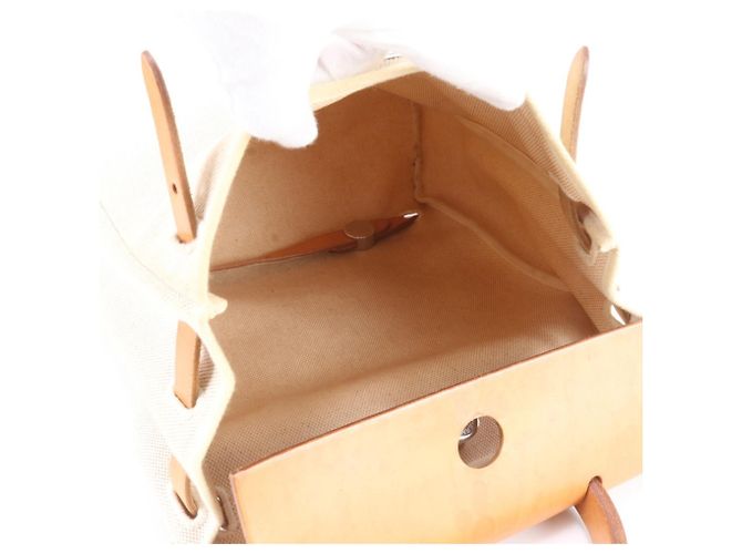 Hermès Zaino 2-way Hermes Herbag Ad Toile H Leather Beige - vista 7