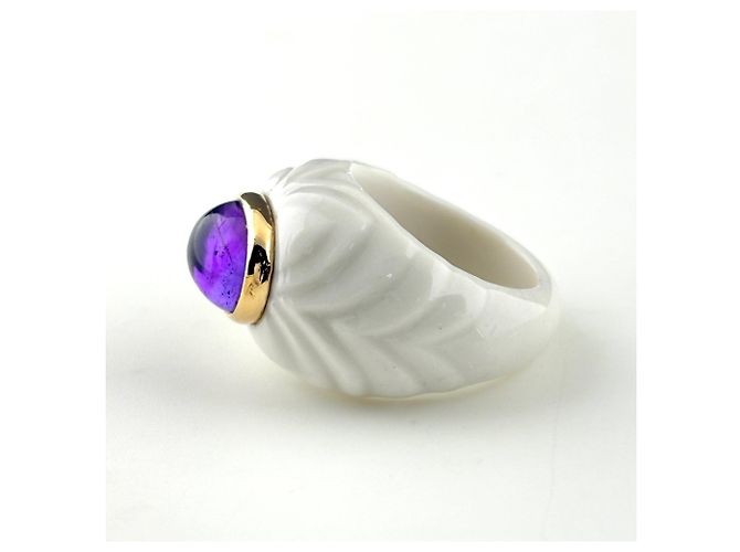 Bulgari Bvlgari Chandra Ring aus weißer Keramik und Gelbgold - Ansicht 3