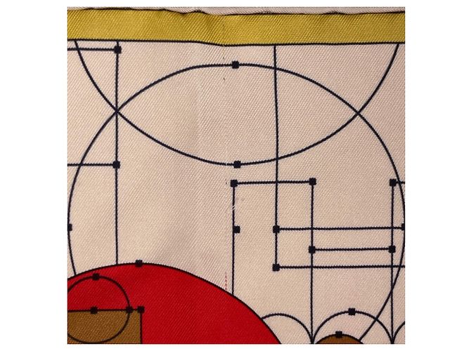 Hermès Foulard Hermes Carre 90 ECHEC AU ROI Marrone Beige - vista 4