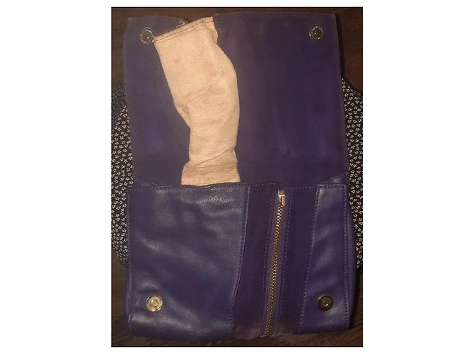 Jimmy Choo Pouch in pelle e camoscio Crudo Porpora Viola scuro - vista 2